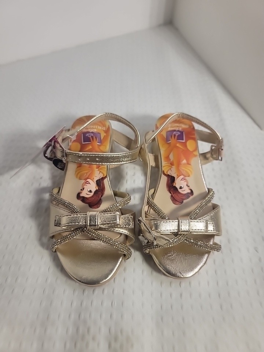 Girls' Metallic Gold Dress Sandals with Bow
